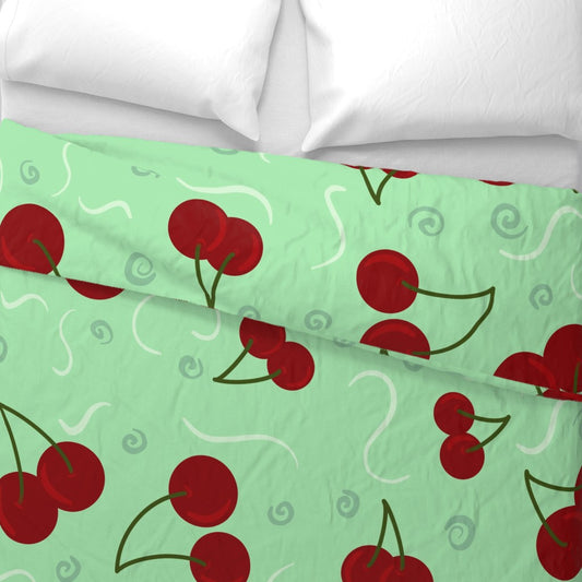 Cherry Mint Cute Duvet Cover