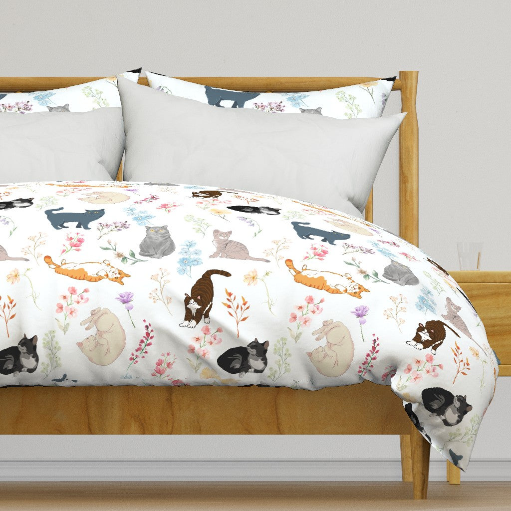 Kitties in the Flowers Duvet Cover