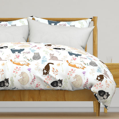 Kitties in the Flowers Duvet Cover