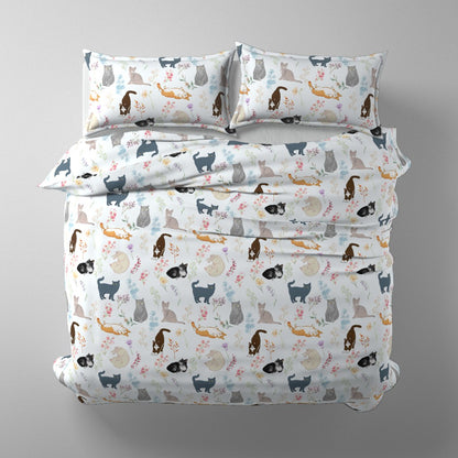 Kitties in the Flowers Duvet Cover